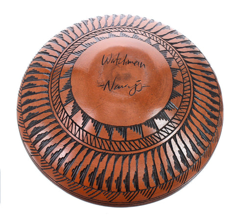 Kokopelli Navajo Hand Crafted Pottery By Artist Watchman AX129343